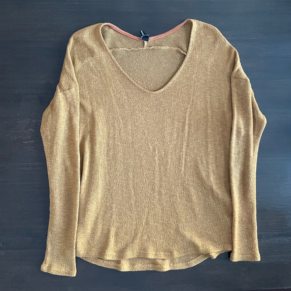 Windsor Mustard Yellow Long Sleeve V-Neck Top